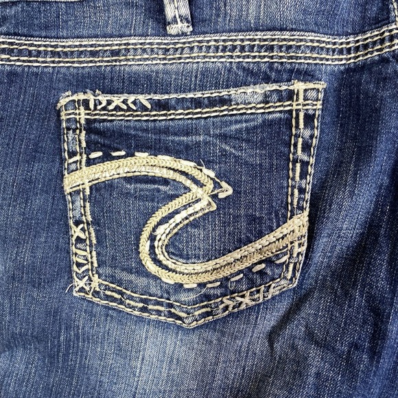 Silver Jeans Tuesday Mid Capri Women 28 Blue Stretch Embroidered W42114SJL405 - Picture 15 of 16